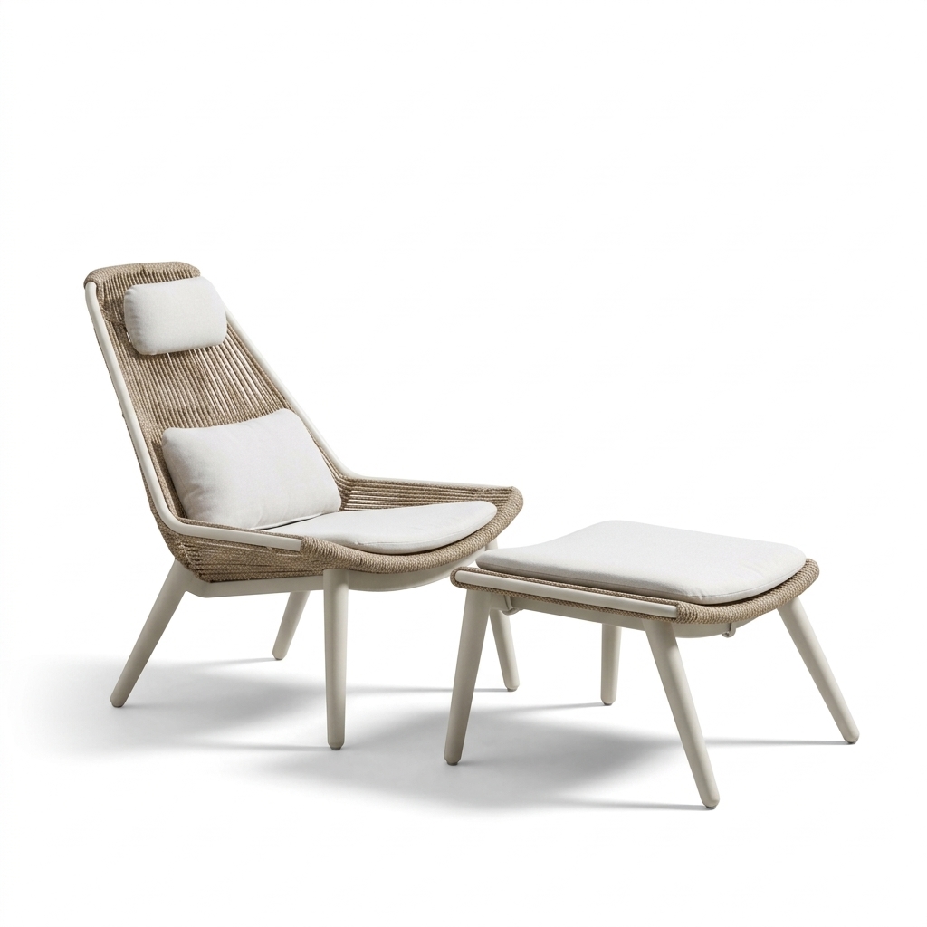 Sillón Lounge Individual con Taburete Como