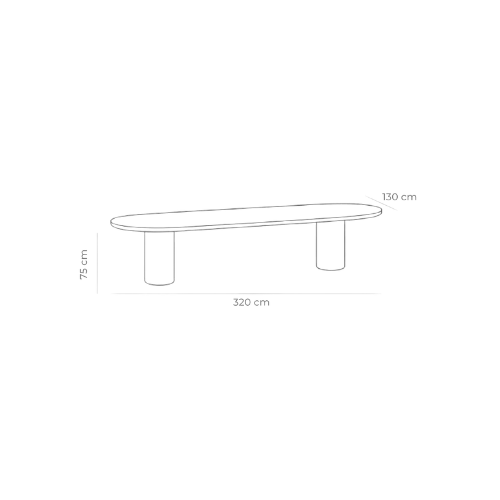 Dimensiones de la Mesa de Comedor Oasis 320 — 320 × 130 cm, altura 75 cm