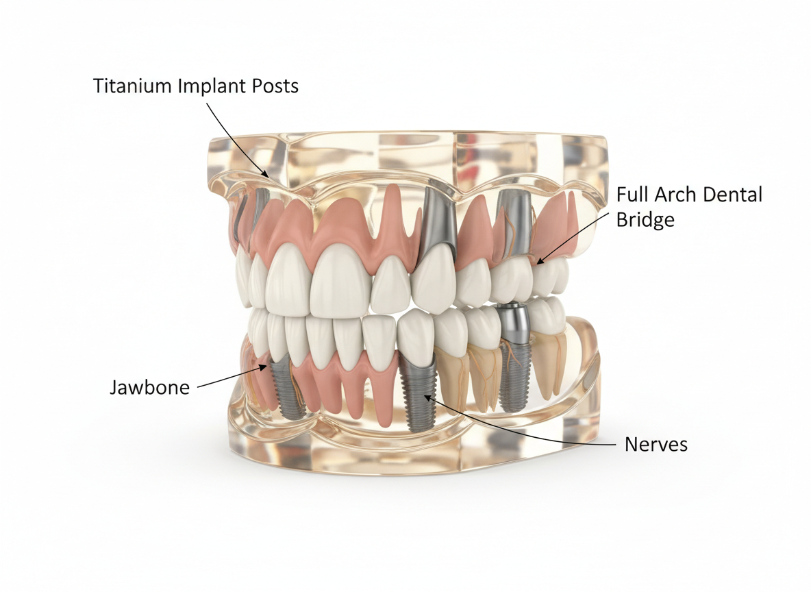 Full arch dental restoration model