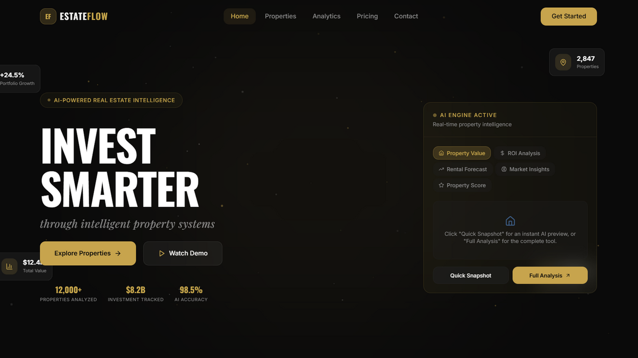 EstateFlow — AI Real Estate Investment template preview