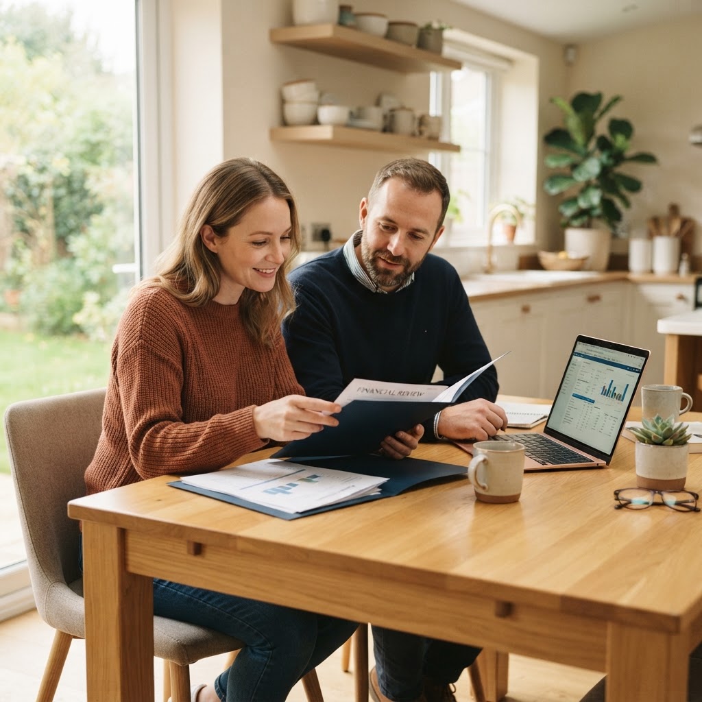 A couple reviewing their life insurance options together
