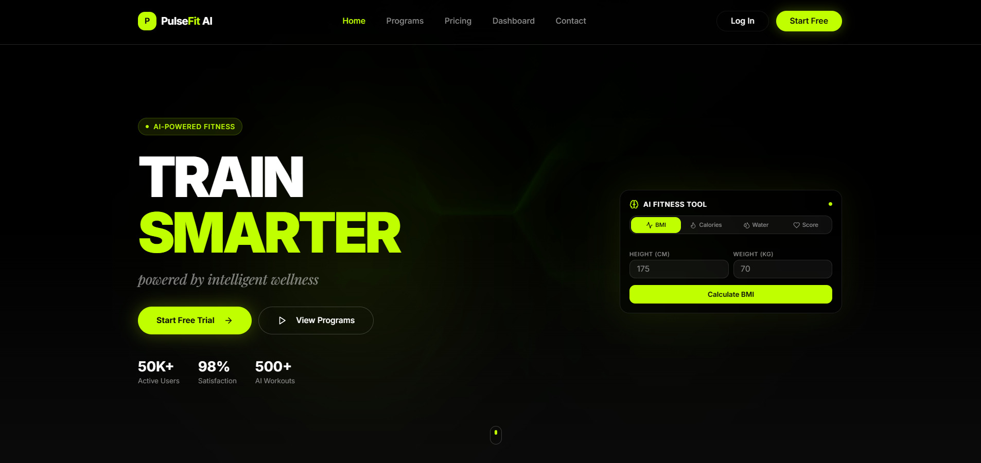 PulseFit AI template preview