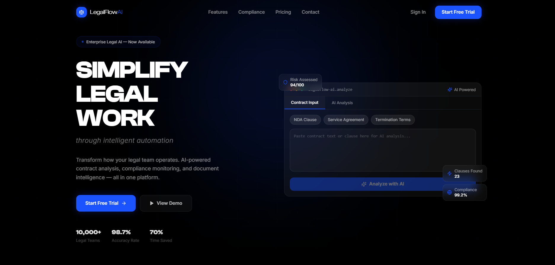 LegalFlow AI — Smart Legal Automation template preview