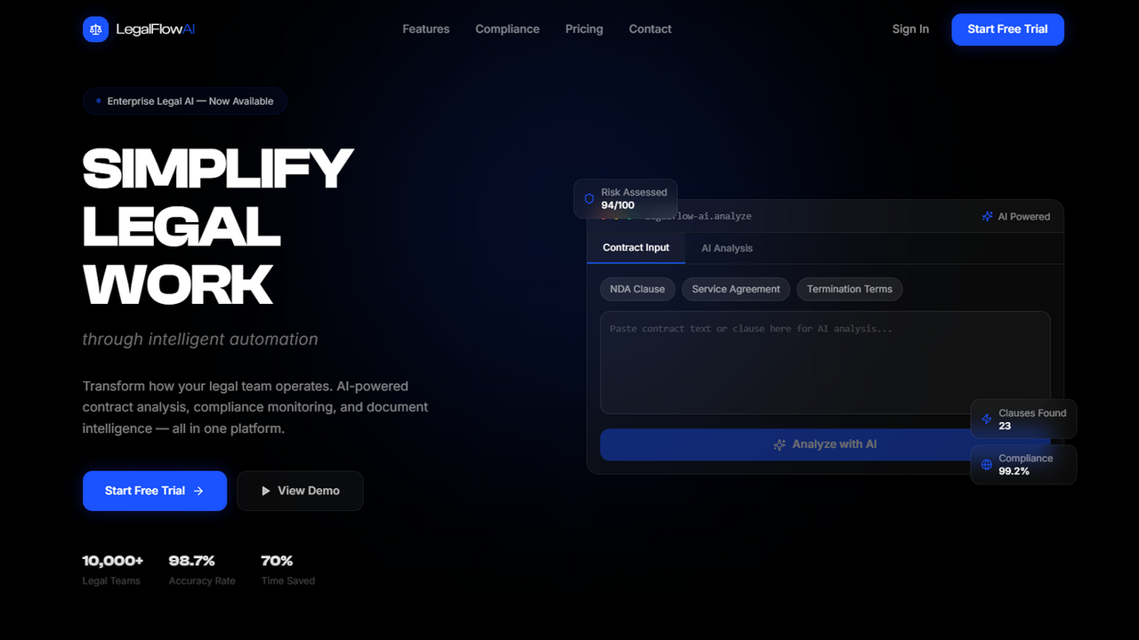 LegalFlow AI — Smart Legal Automation template preview