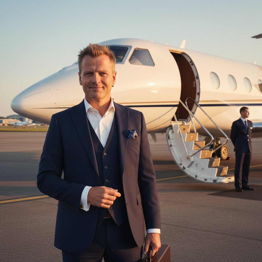 Visepresidenten ved Gulfstream G650 paa tarmac