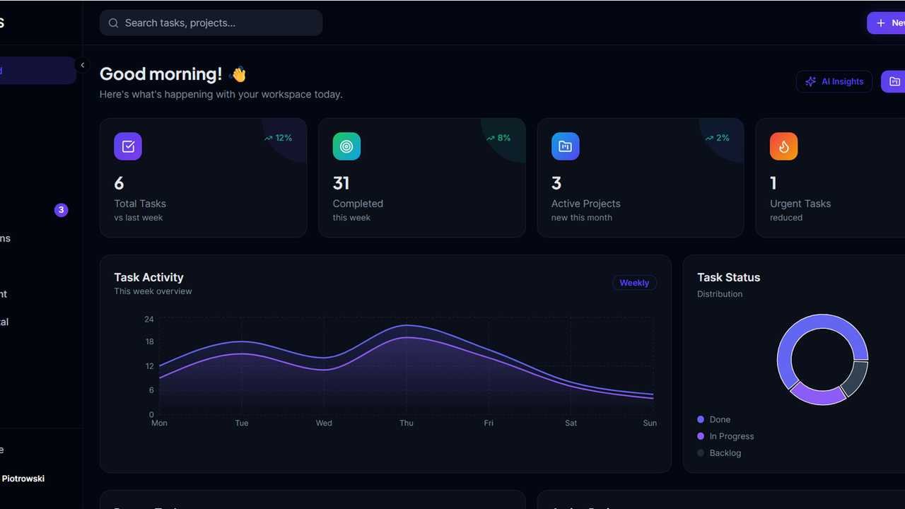 TaskFlow Os Management System. template preview