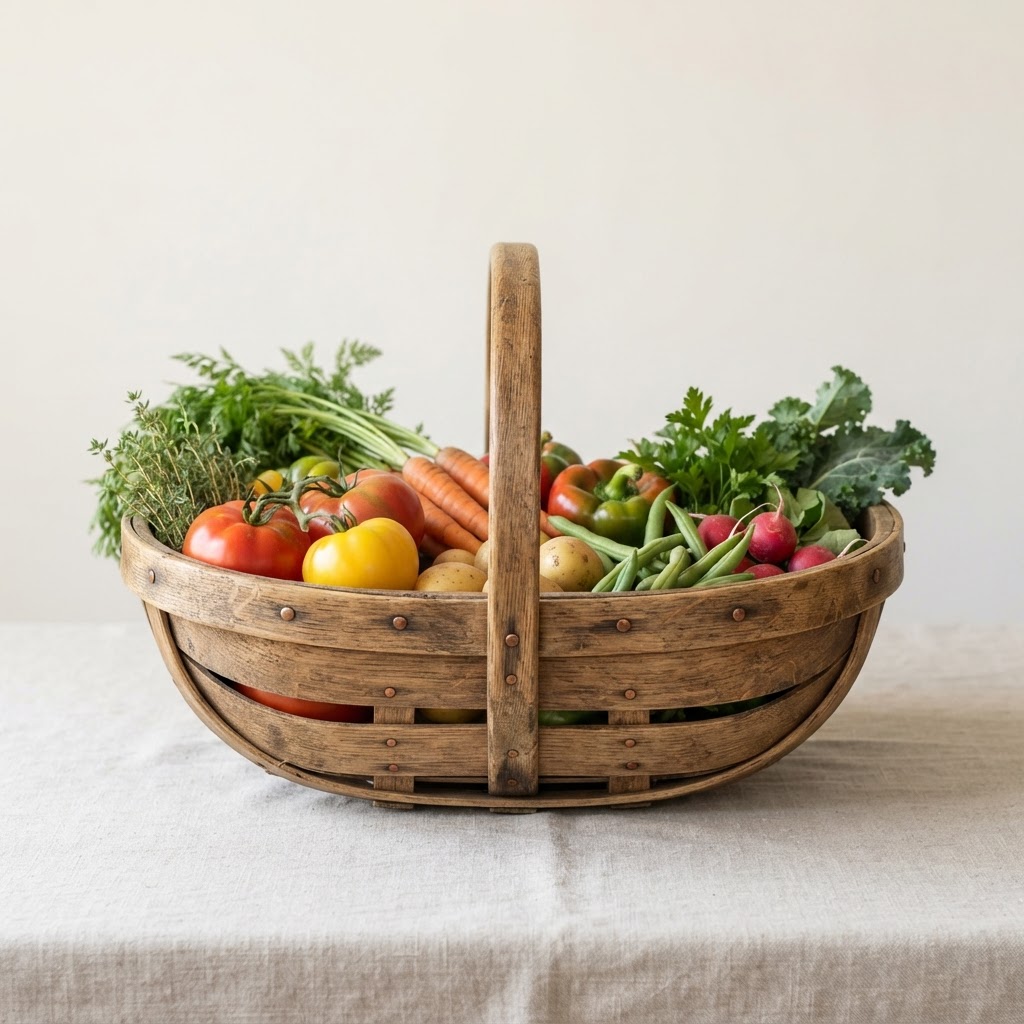 Rustic Wooden Harvest Trug Basket