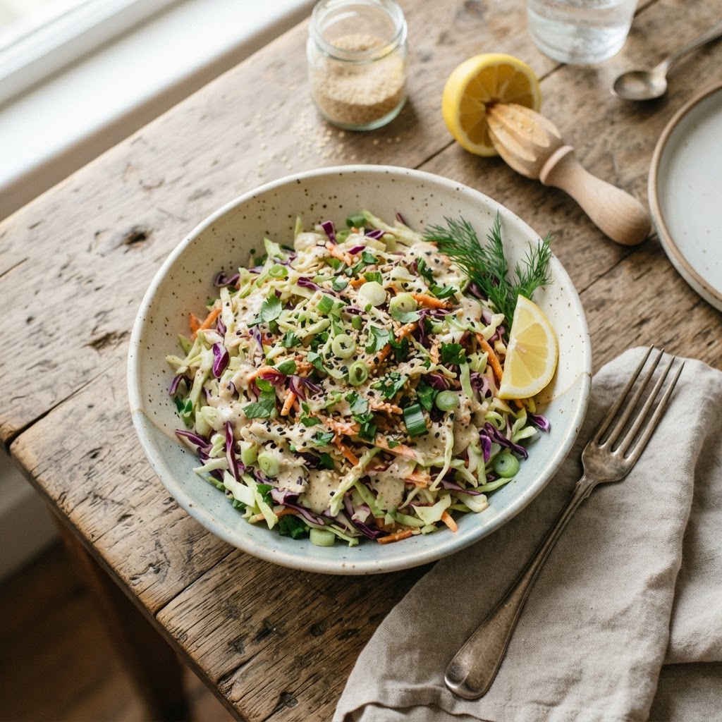 Carrot, Cabbage & Tahini Slaw