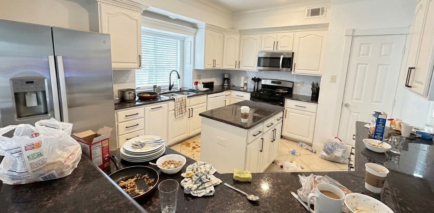 Kitchen before cleaning