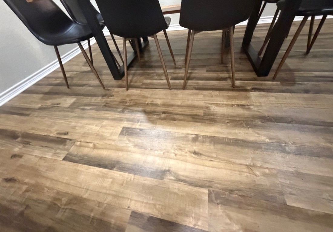 Dining room floor after cleaning