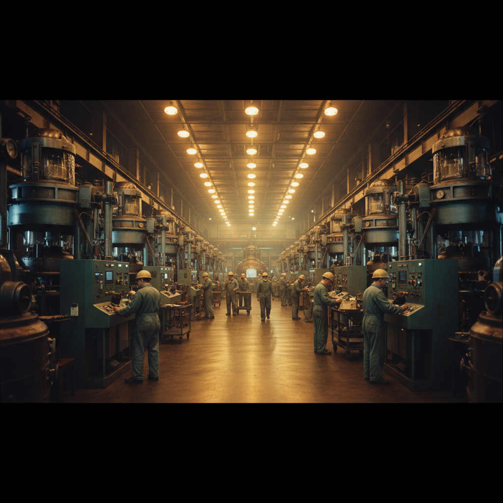 Atomic era nuclear facility interior