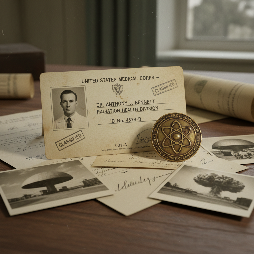 Vintage medical ID card and official government badge
