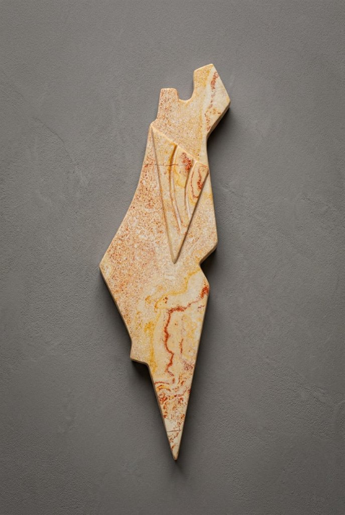 בית מזוזה מאבן בצורת מפת ארץ ישראל | Stone Mezuzah Case in the Shape of the Land of Israel Map – אבן טבעית
