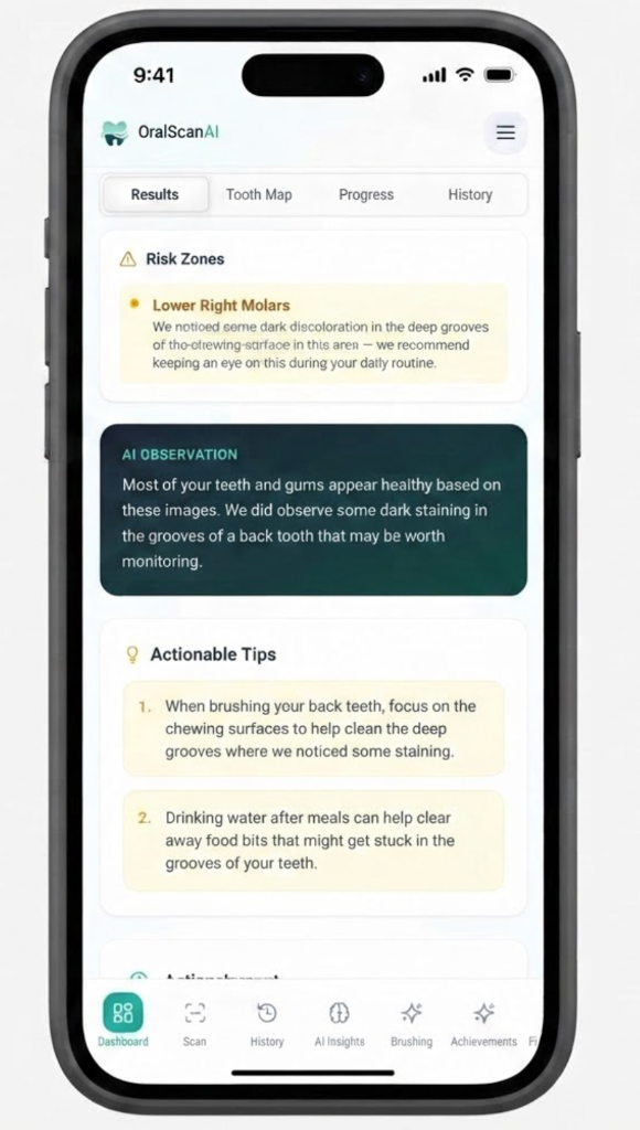 OralScan AI app insights dashboard