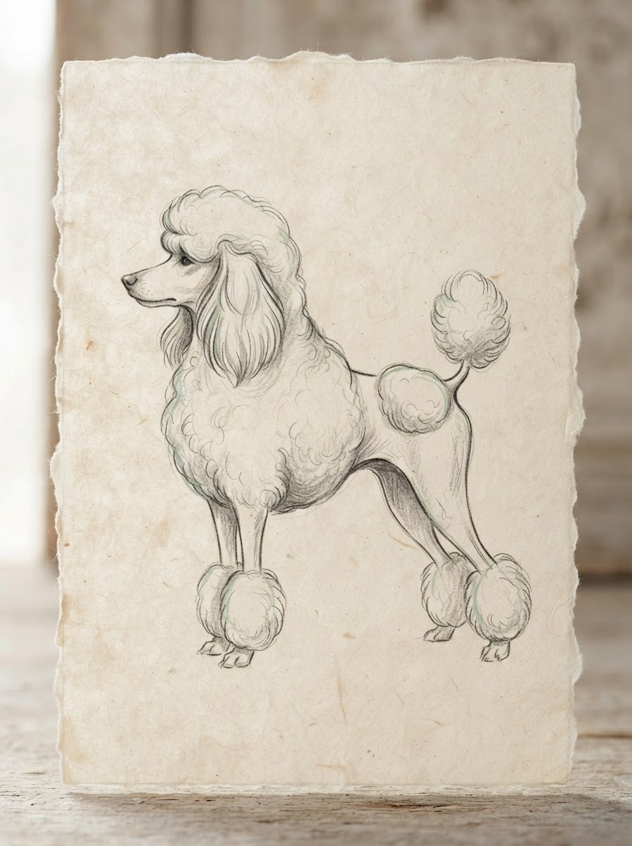 A hand-sketched classic poodle silhouette
