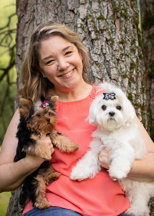 Carrie with her dogs