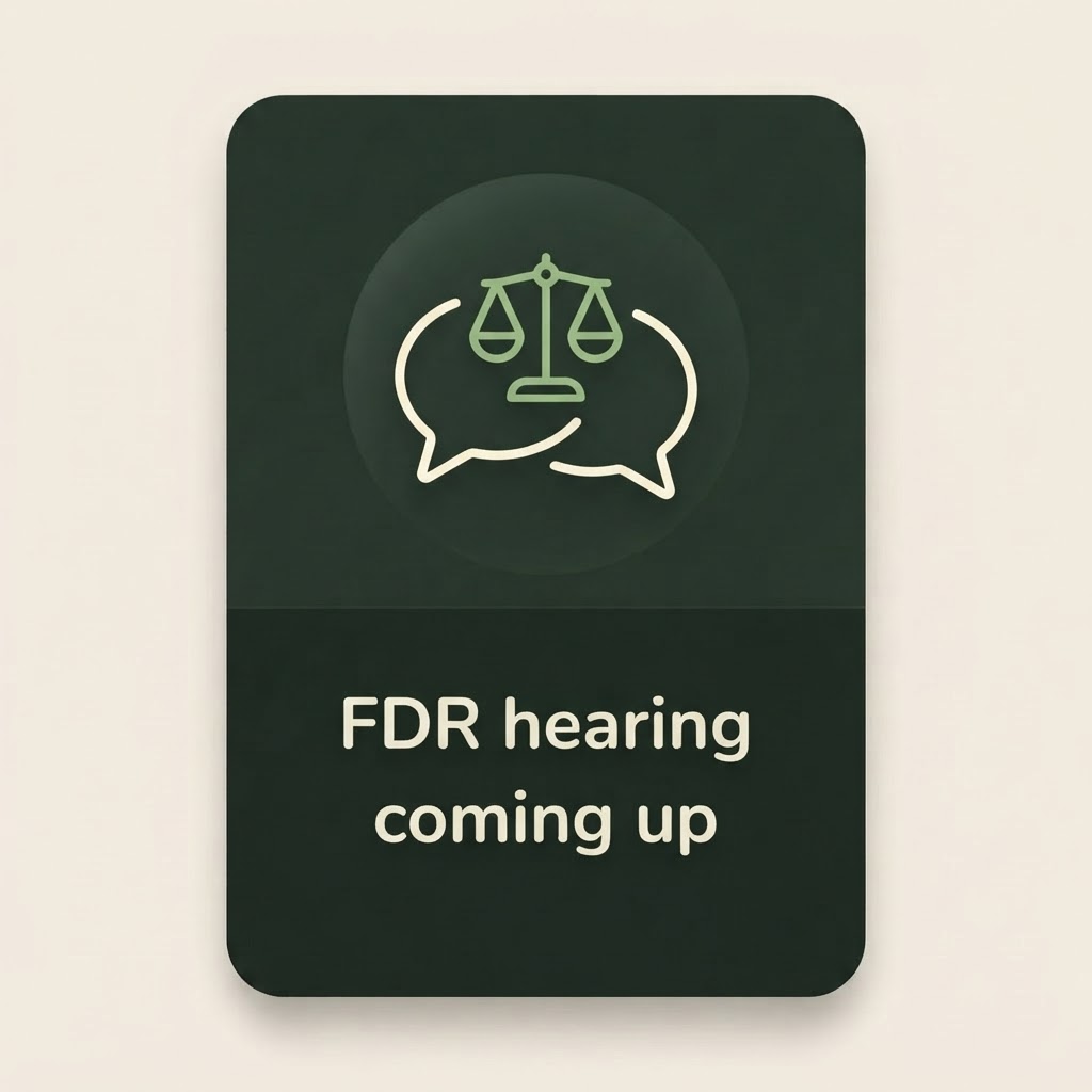 FDR hearing coming up