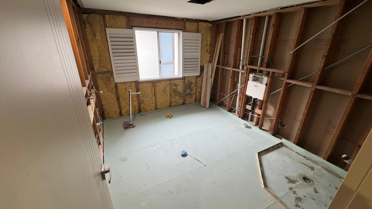 Room strip-out to timber stud frame