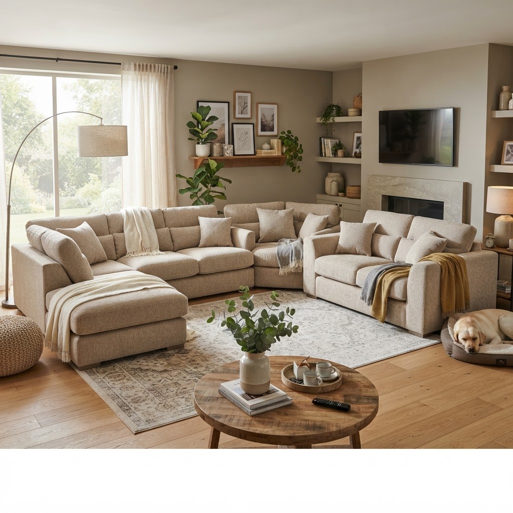 Sofa Set 7 Seater - Chenille Fabric