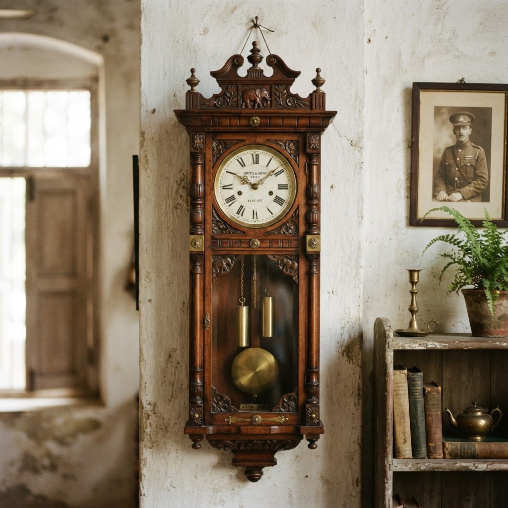 Old British Era Wall Clock - Antique