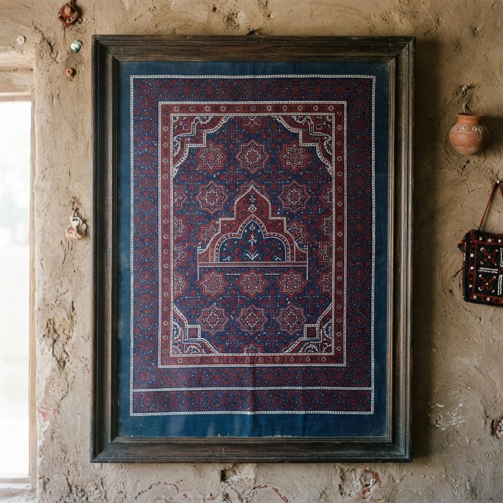Traditional Sindhi Ajrak Hand Block Print (Framed) (Islamabad)