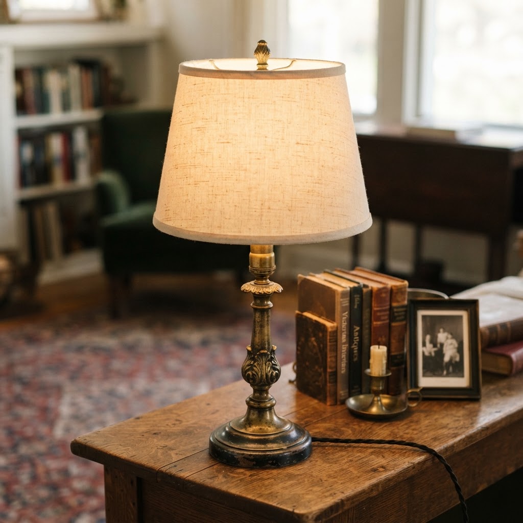 Antique Style Table Lamp - Brass Base