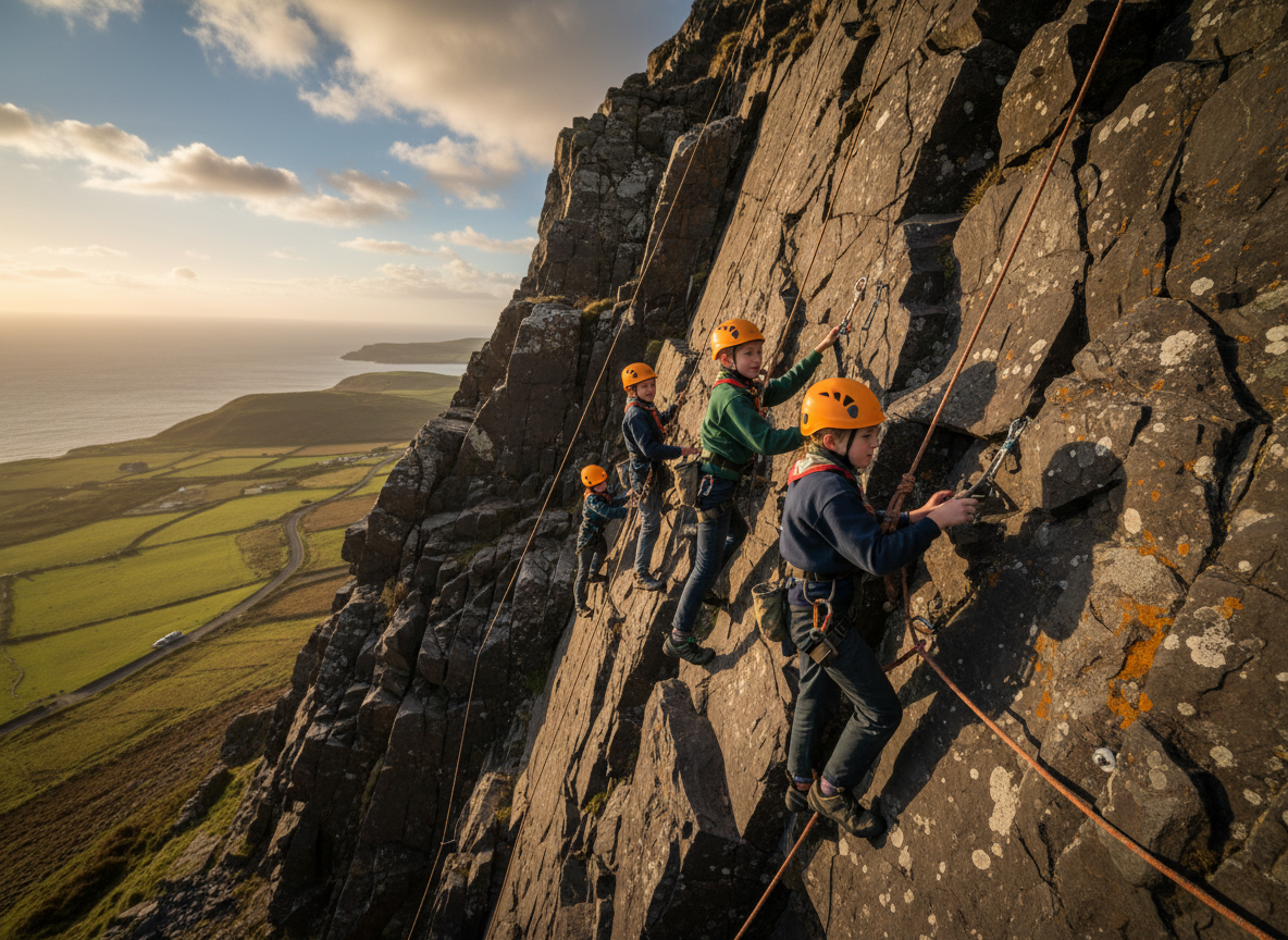 Scouts rock climbing