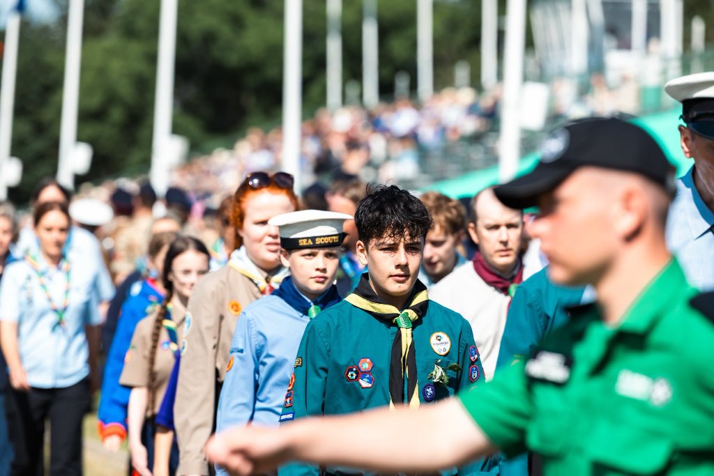 Scouts in a parade procession