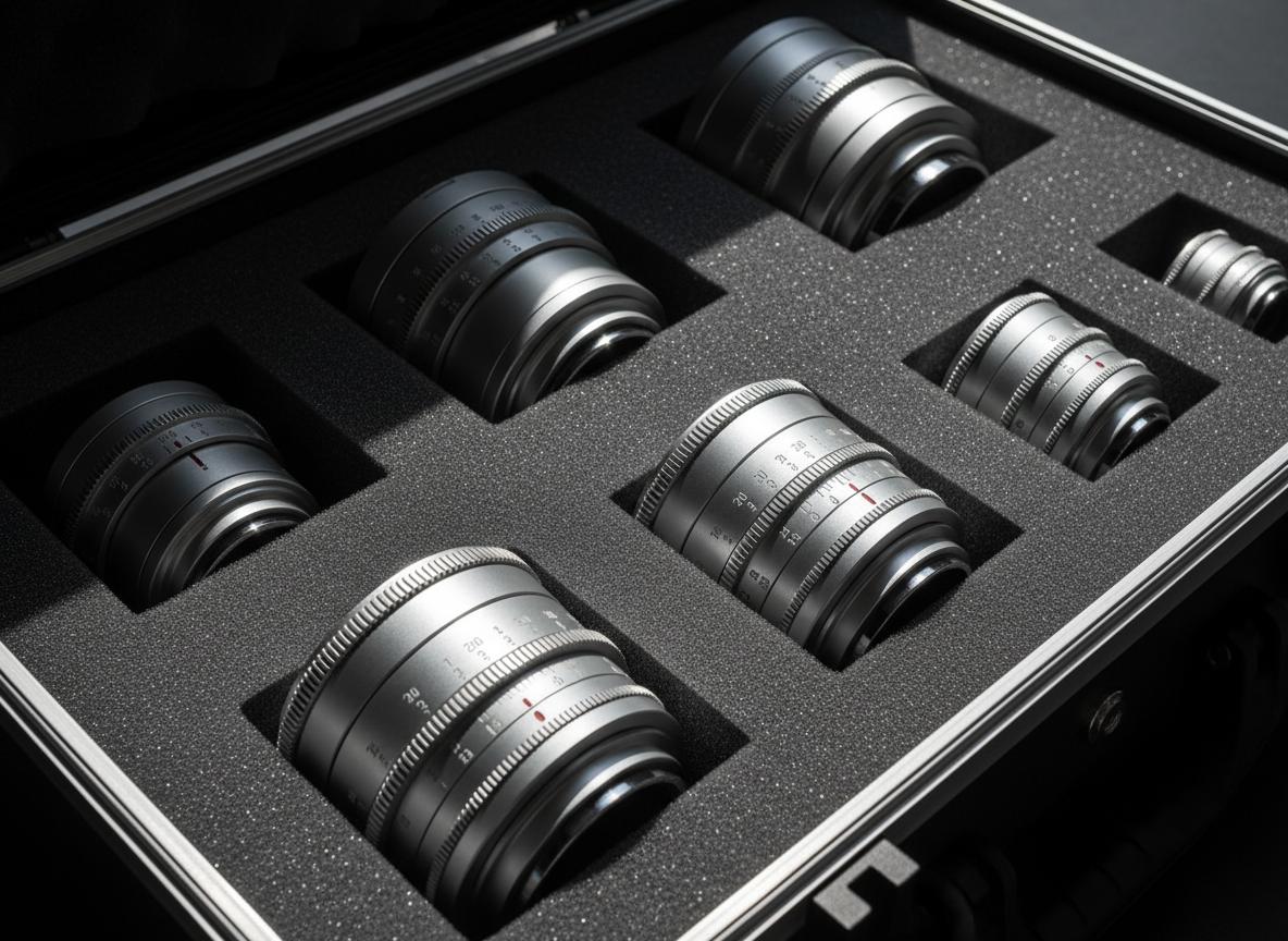 Cinema prime lenses in case