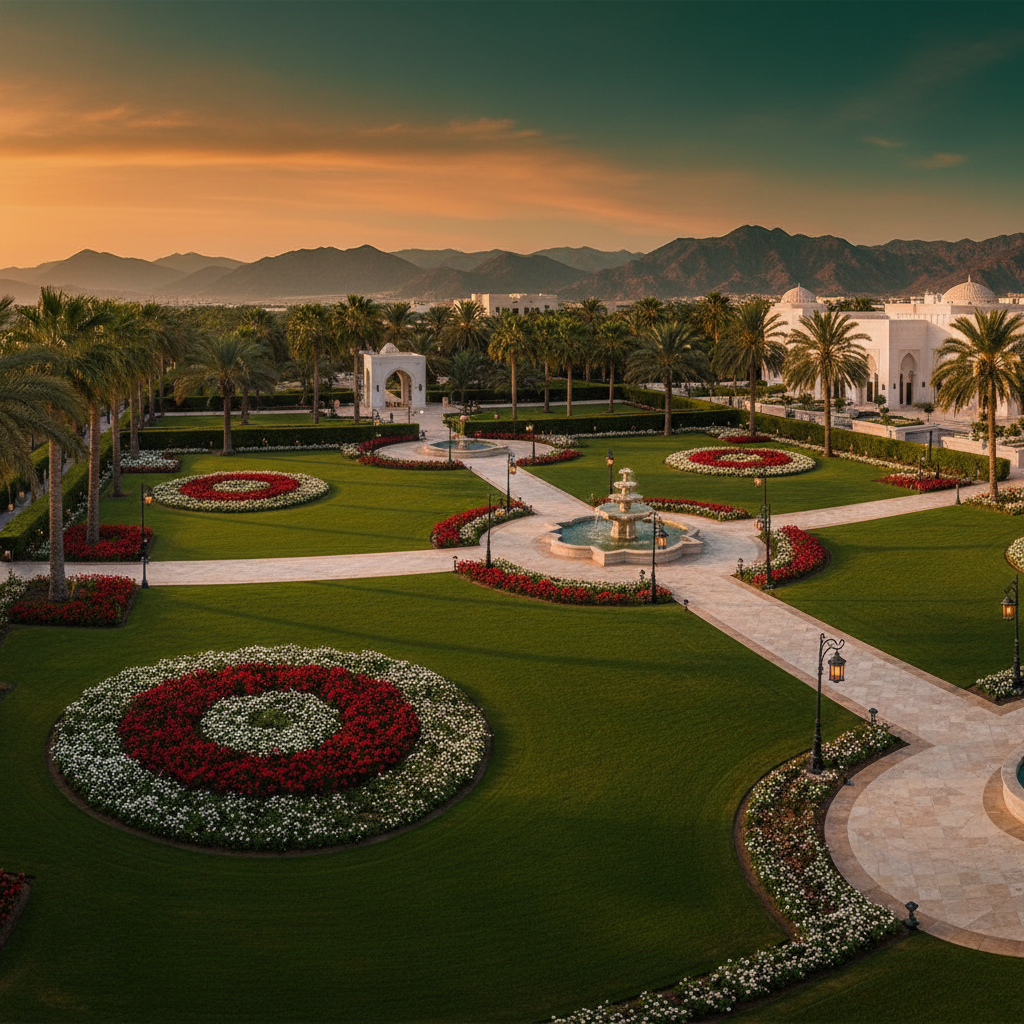 Luxury garden Muscat Oman aerial view