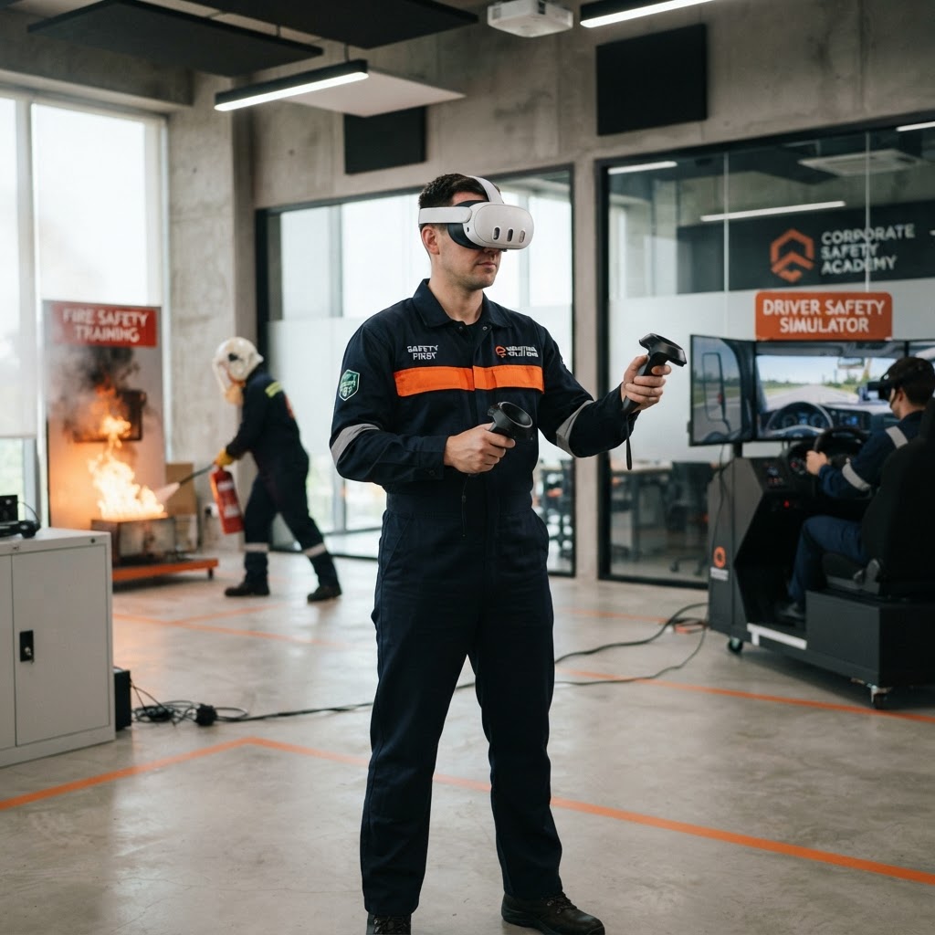 Capacitación con Realidad Mixta — instructor con visor VR