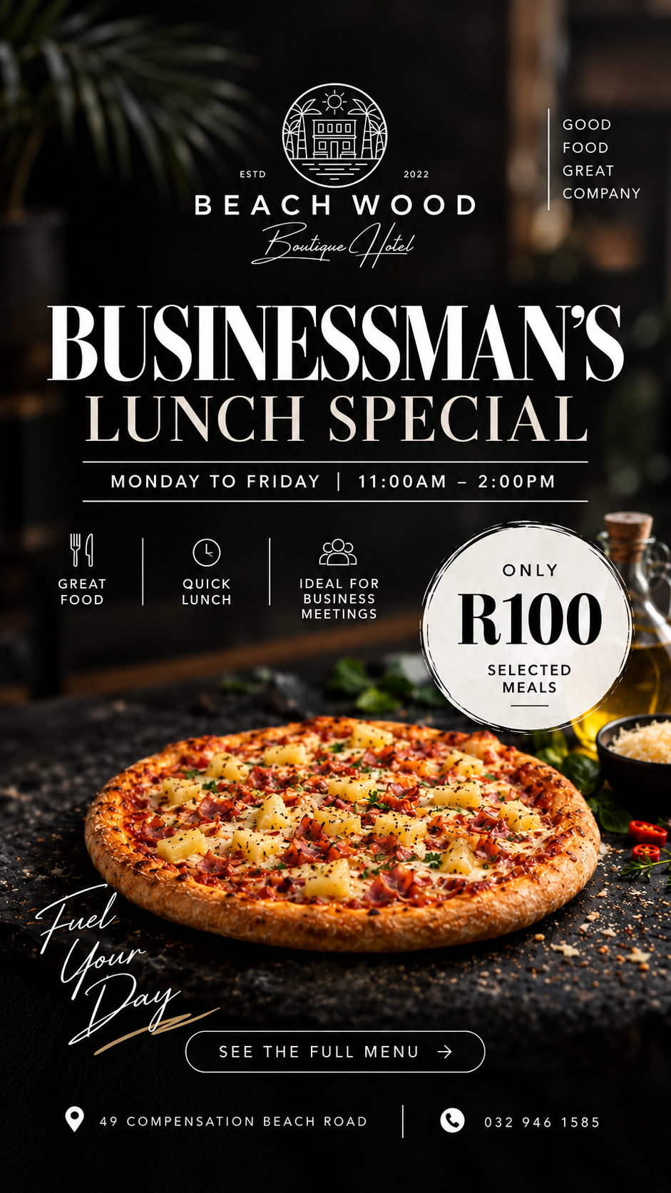 Businessman's Lunch Menu