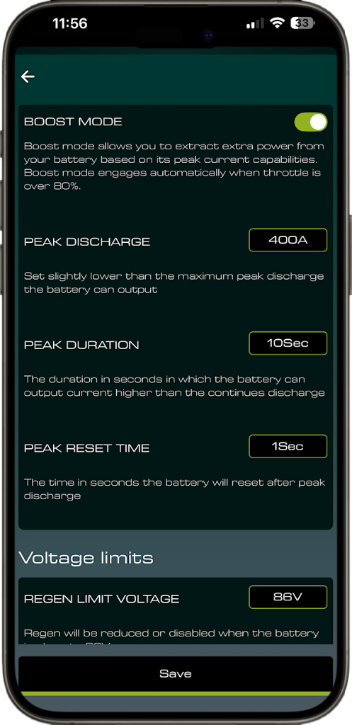 Boost Mode settings