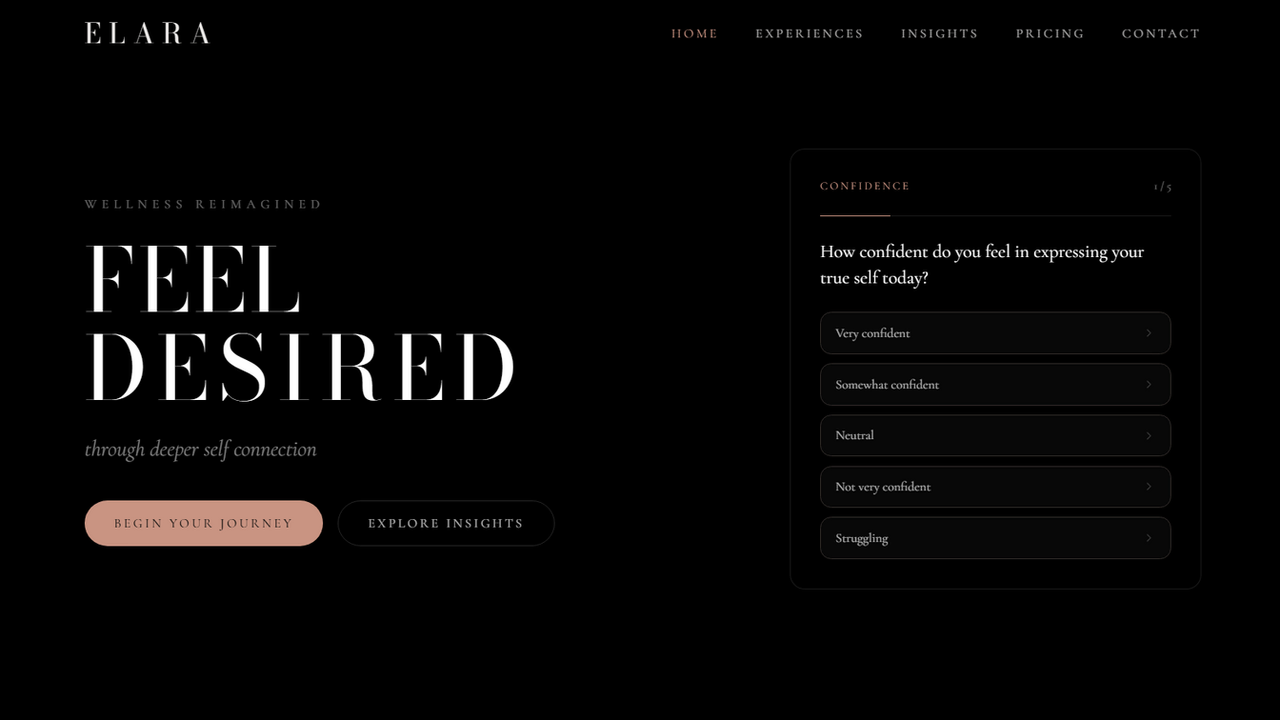 Elara — Feminine Wellness & Connection template preview