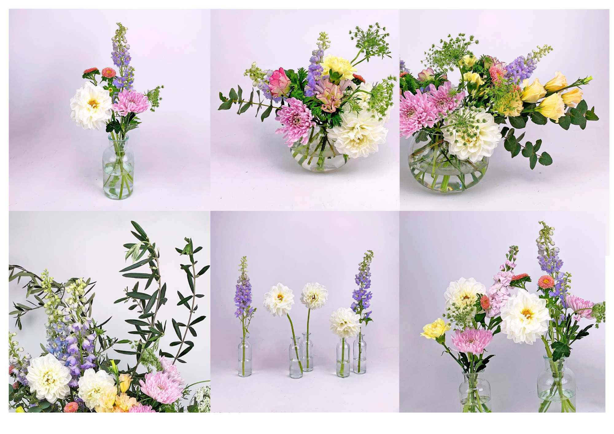 Mixed pastels flower arrangement palette