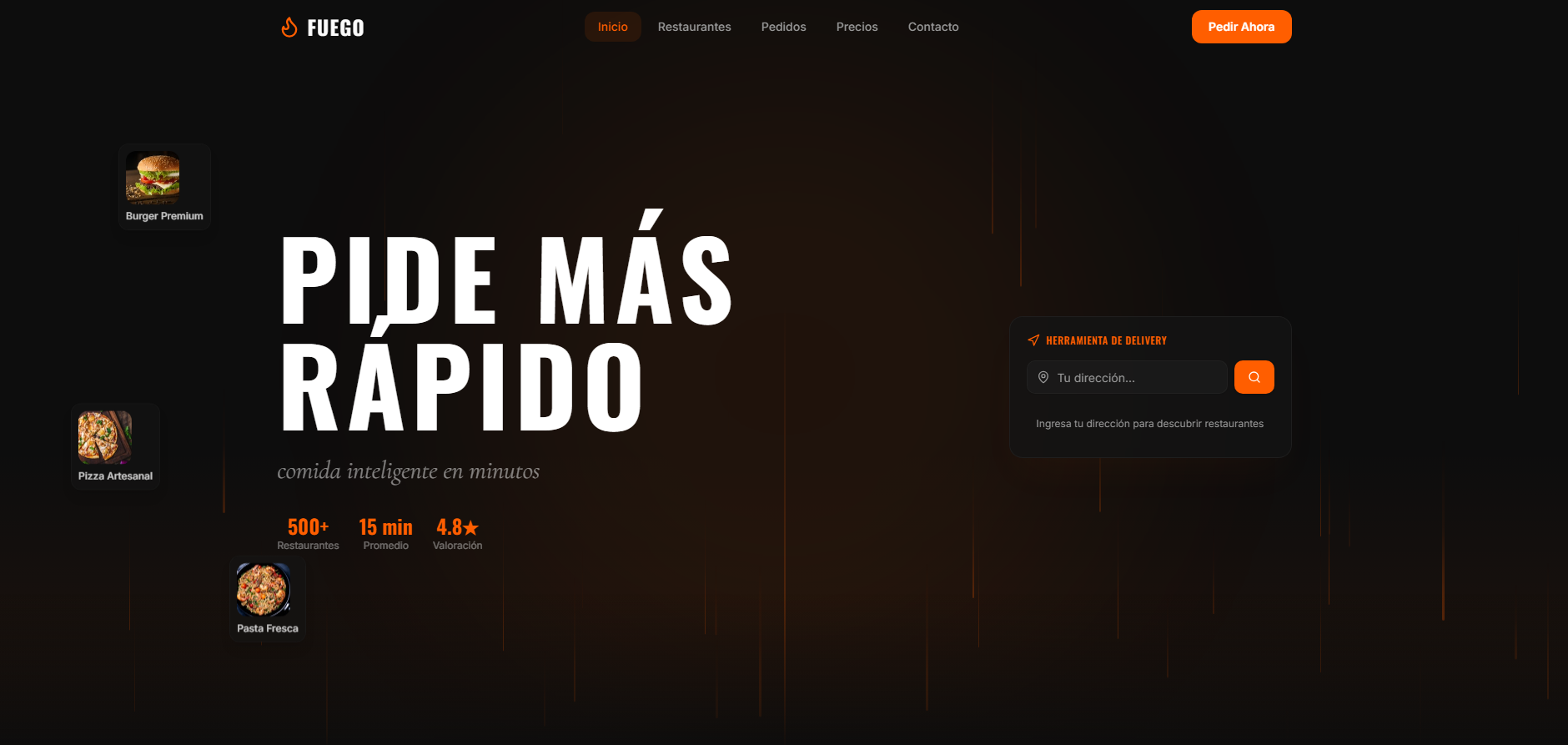 Fuego — Plataforma de Delivery y Restaurantes template preview