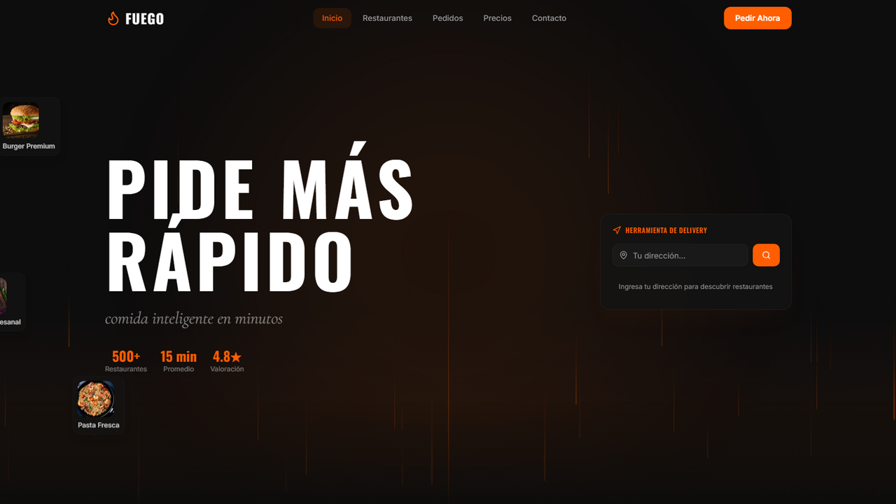 Fuego — Plataforma de Delivery y Restaurantes template preview