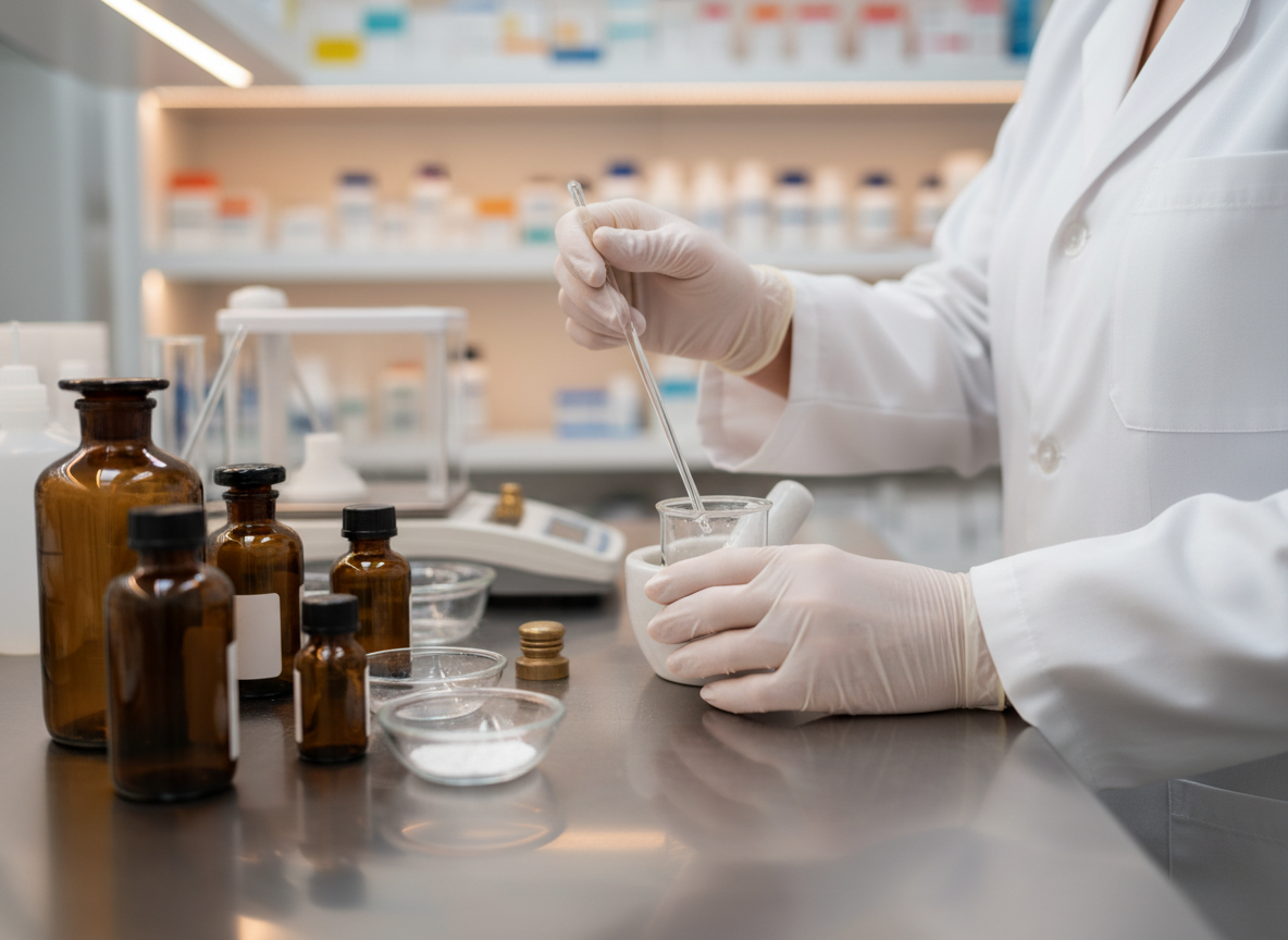 Pharmacist compounding prescription hair restoration formula
