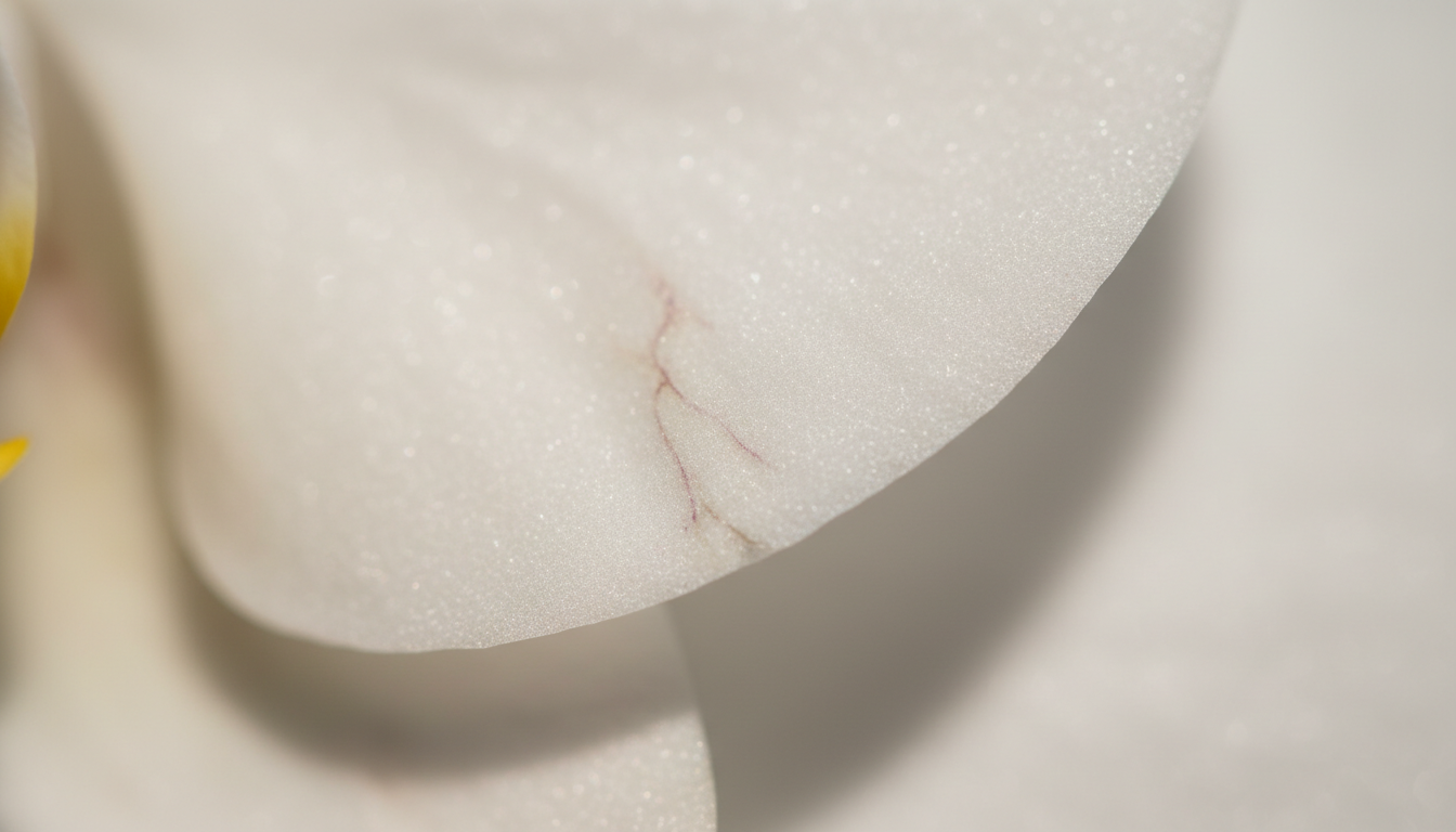 Macro orchid petal with soft gallery lighting