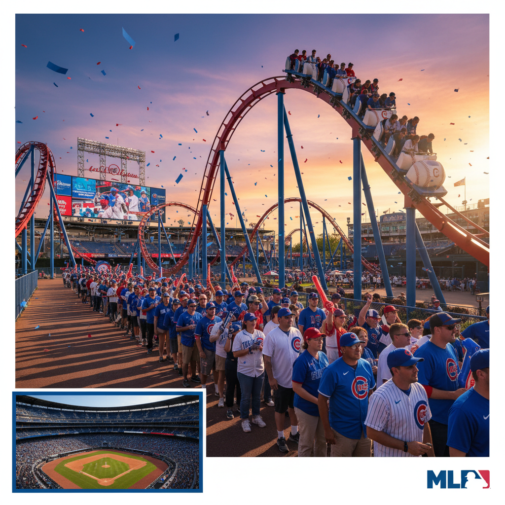 Stand in line for the Chicago Cubs roller coaster