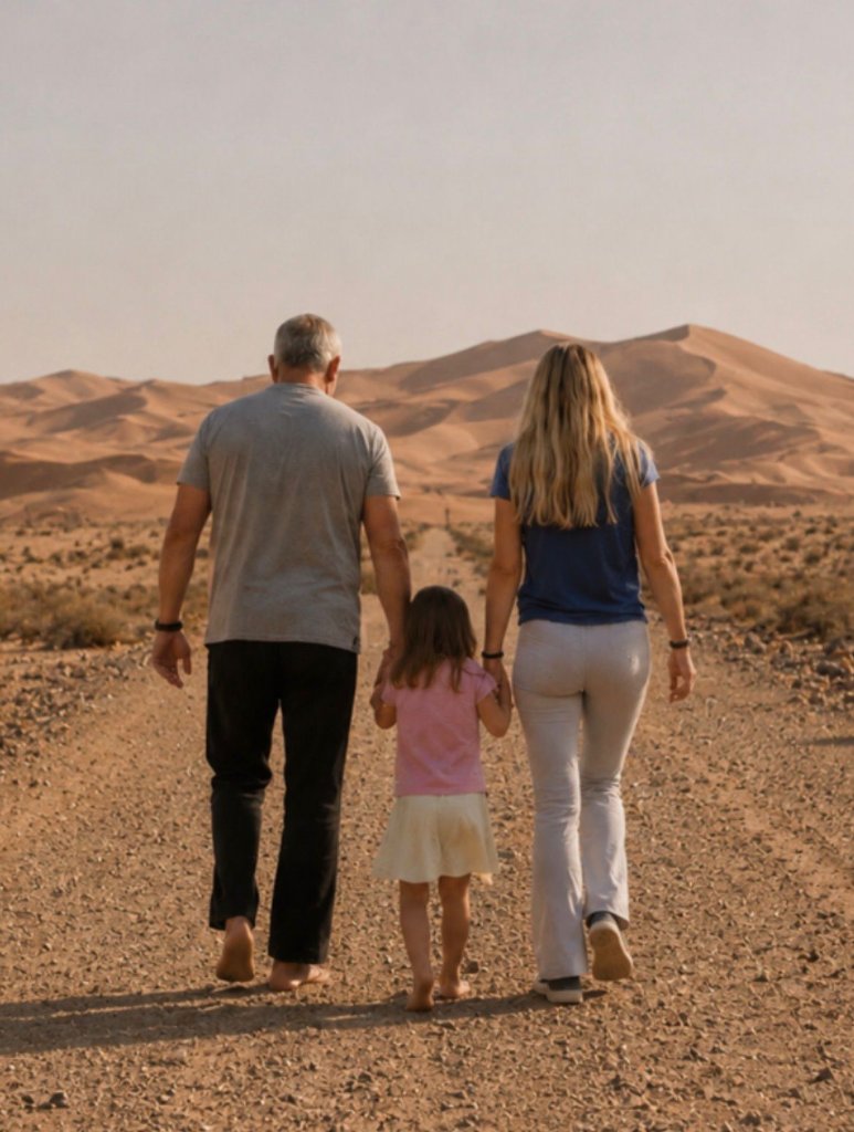 Familie auf einem Weg in der Natur