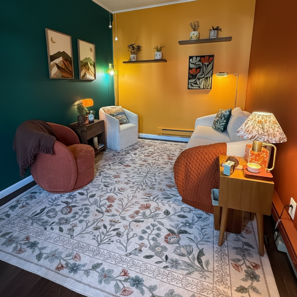 A serene holistic therapy space in Pompton Lakes NJ with natural light and plants