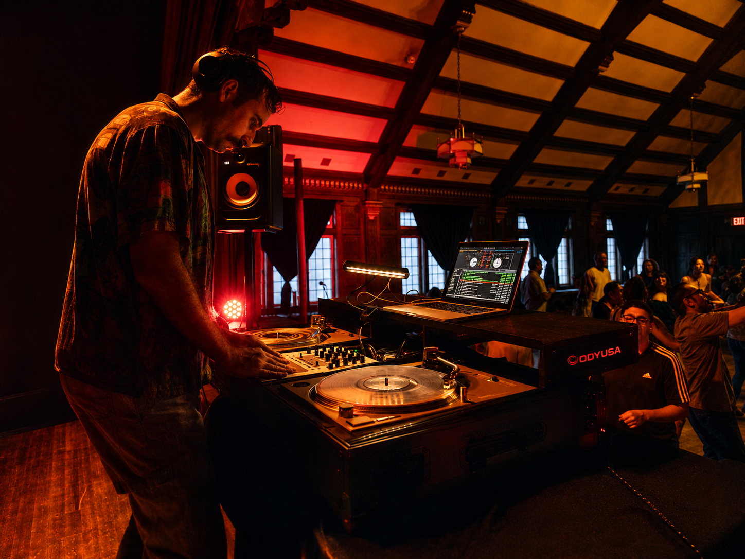 DJ spinning at an ecstatic dance event