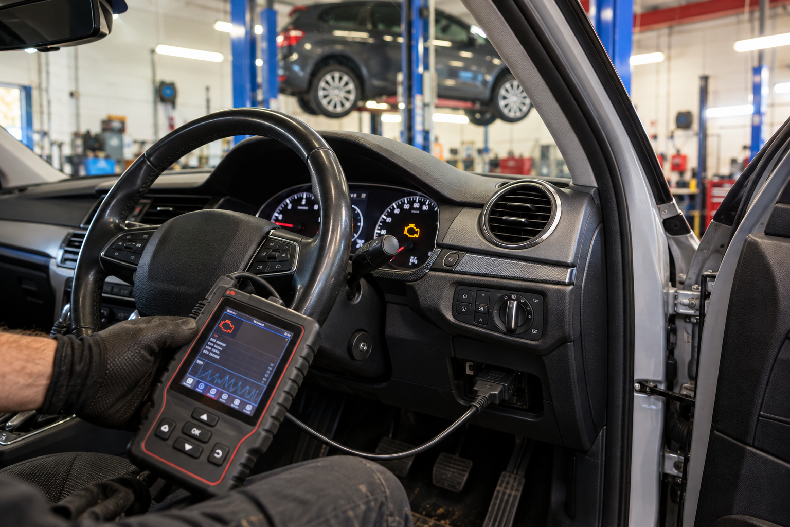 Engine diagnostic testing at J&P Autos Cardiff