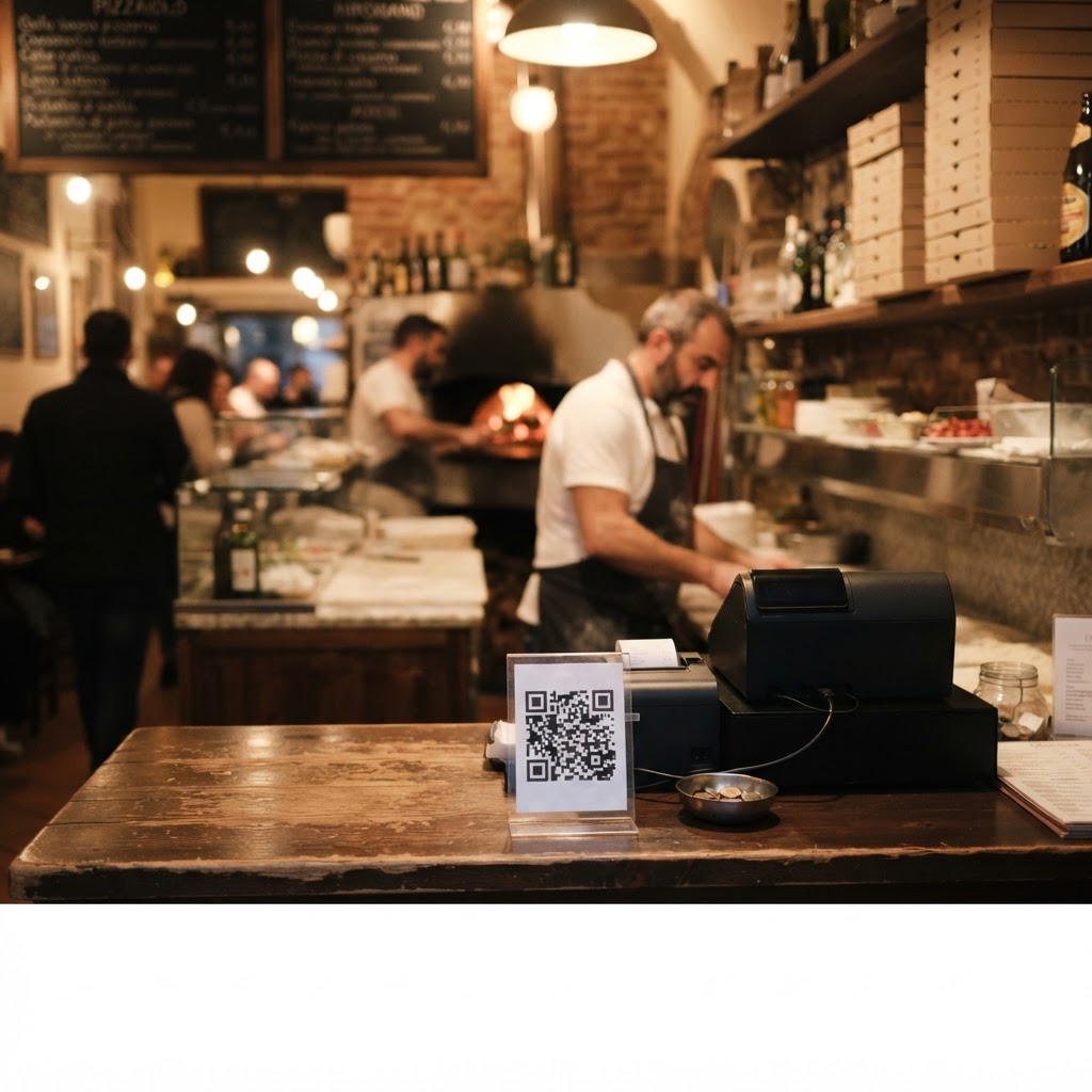 Pizzeria da asporto multi-sede: un QR, un menù, tutte le sedi allineate