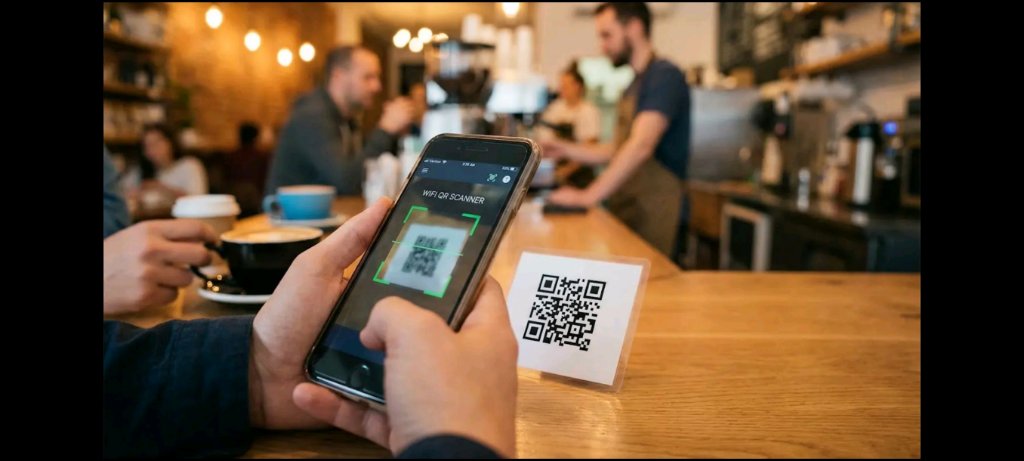 Customer scans the WiFi QR