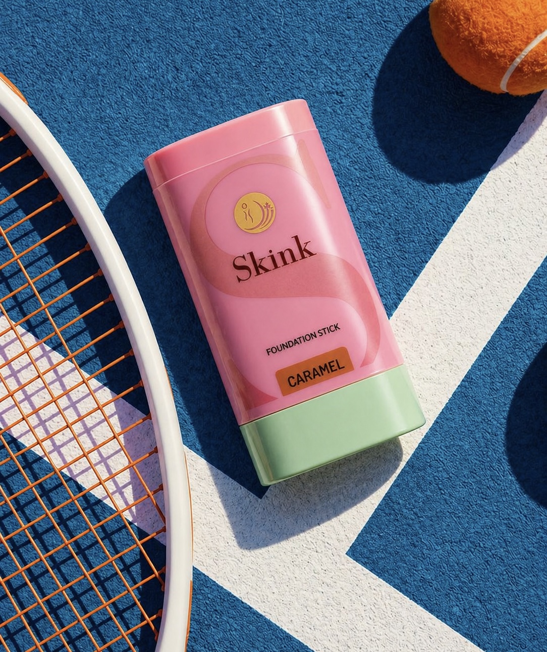 Foundation stick Skink en cancha de tenis
