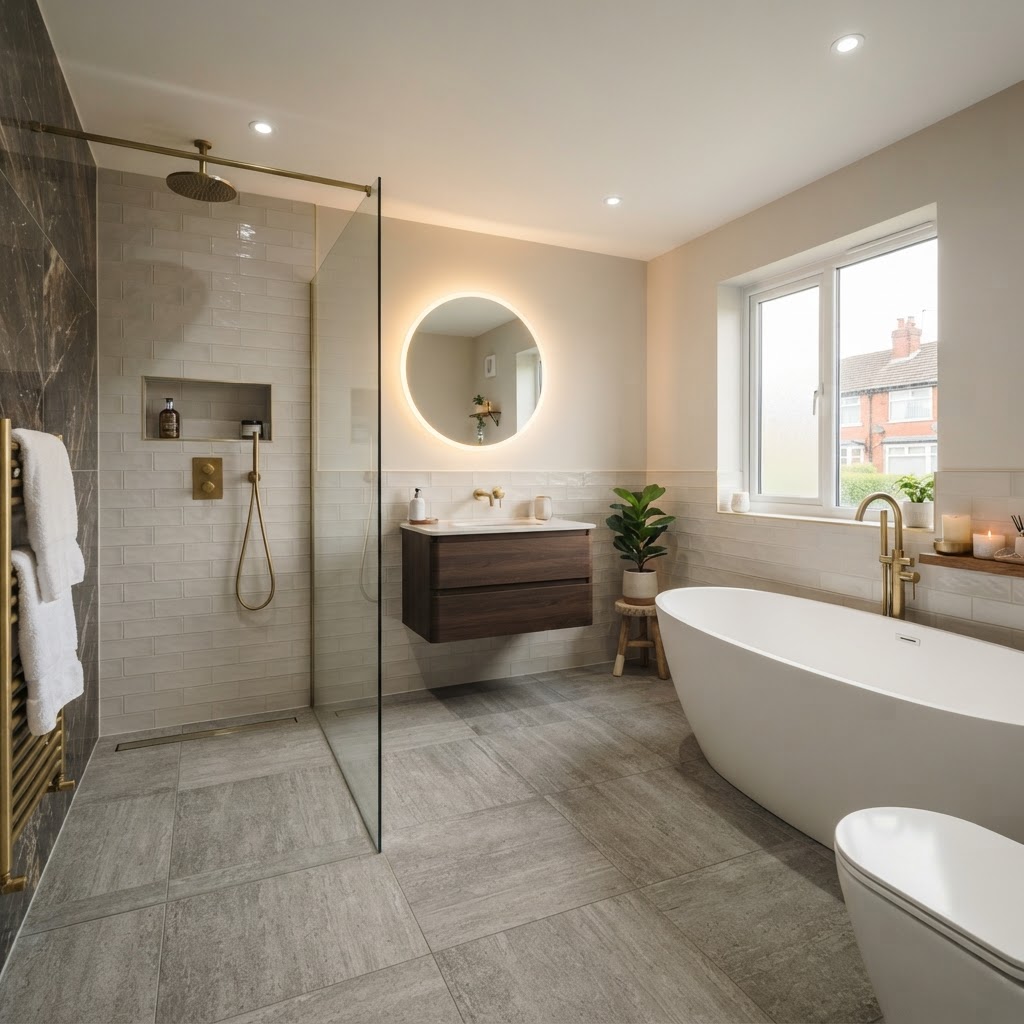 Modern bathroom renovation in Widnes