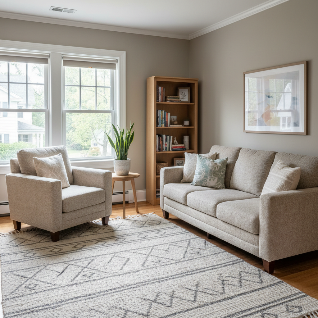 Warm, inviting therapy office