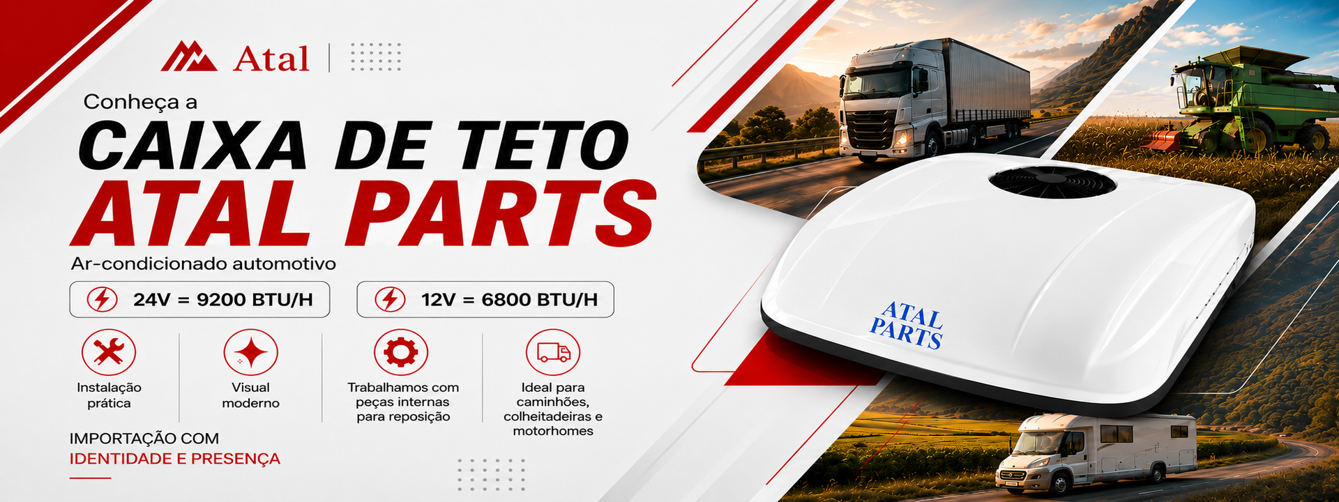 Caixa de Teto Atal Parts - Ar-condicionado automotivo para caminhões e colheitadeiras